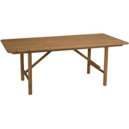 MACABANE Conjunto de mesa y bancos de madera de teca reciclada en color natural