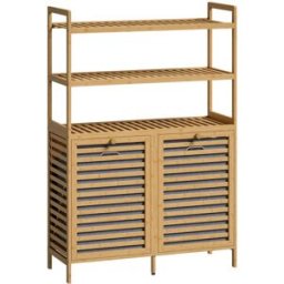 Homcom Mueble ropa sucia 80x30x118 cm roble
