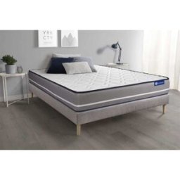Actisom Somier gris + colchón con espuma viscoelástica 120 x 195