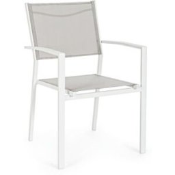 Bizzotto Conjunto de 6 sillas de aluminio y textilene blanco