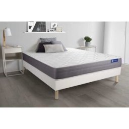 Actisom Somier blanco + colchón con látex y espuma viscoelástica 120 x 195