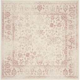 Safavieh Alfombra vintage de polipropileno blanco/rosa, 235 x 235 cm