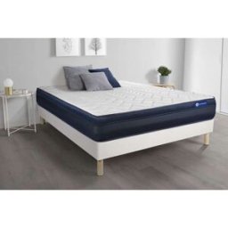 Actisom Somier blanco + colchón con látex y espuma viscoelástica 120 x 195