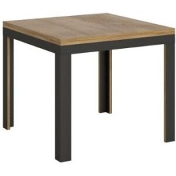 Itamoby Mesa tipo libro 90x90/180 cm efecto madera roble natural, hierro