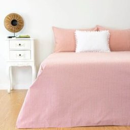 Casa da Laura Funda nórdica rayas 100% algodón rosa cama 90 cm (160 x 220 cm 1 coj