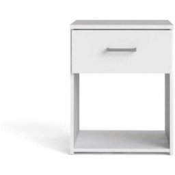 ebuy24 Mesilla de noche spell 1 cajón y 1 estante color blanco