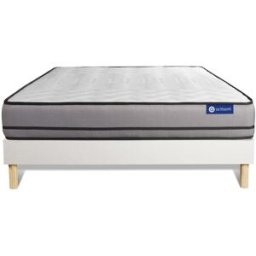 Actisom Somier blanco + colchón con espuma viscoelástica 160 x 190