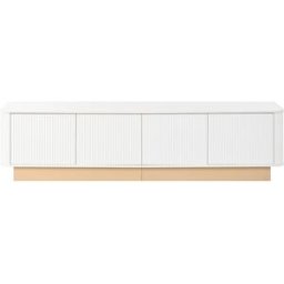 Urban Meuble Mueble TV blanco de lujo con diseño ondulado y 4 puertas, 200 cm