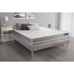 Actisom Somier gris + colchón con espuma viscoelástica 120 x 195