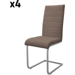 ML-Design 4x Sillas de comedor basculantes, imitación cuero marrón respaldo alto