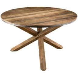 MACABANE Mesa redonda de comedor de madera reciclada marrón de 130 cm