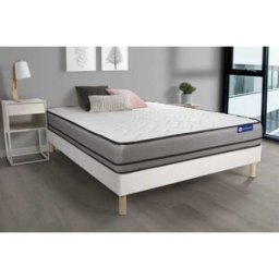 Actisom Somier blanco + colchón con espuma viscoelástica 120 x 195