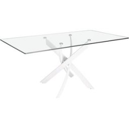 Angel Cerda Mesa comedor rectangular cristal templado y acero blanco