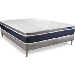 Actisom Somier gris + colchón con espuma viscoelástica 150 x 190