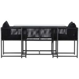 ebuy24 Conjunto de café Noto 1 mesa de comedor, 2 sillas color negro.