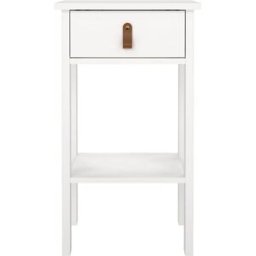 ebuy24 Mesita de noche madrid 1 cajón, 1 estante color blanco