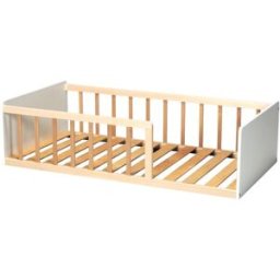 Weber Cama infantil con base blanca y madera clara 70x140