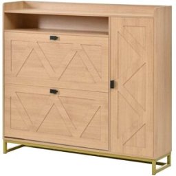 Urban Meuble Zapatero efecto madera diseño geométrico 110x24x100 cm