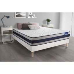 Actisom Somier blanco + colchón con espuma viscoelástica 120 x 195