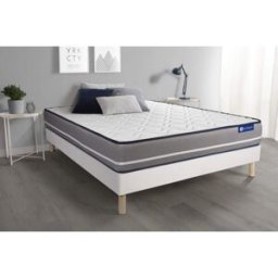 Actisom Somier blanco + colchón con espuma viscoelástica 120 x 195