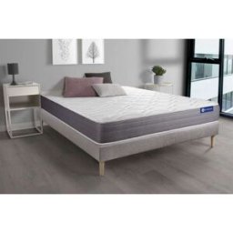 Actisom Somier gris + colchón con espuma viscoelástica 120 x 195