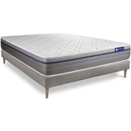 Actisom Somier gris + colchón con espuma viscoelástica 150 x 195