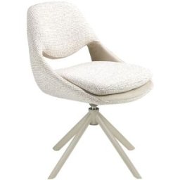 Angel Cerda Silla giratoria tela blanco roto y crema