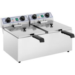 Royal Catering Freidora eléctrica doble - 2 x 13 litros con temporizador (60 min) 10010036