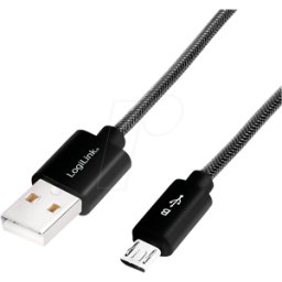 LOGILINK CU0132 - Cable de carga y sincronización, USB-a -> Micro-B, nailon