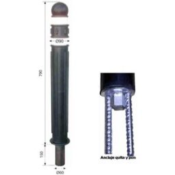 Divetis Bolardo Extraíble De Acero Y Goma Epdm 790 X Ø90 Mm