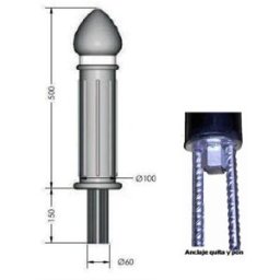 Divetis Bolardo Extraíble De Acero Y Goma Epdm 500 X Ø100 Mm