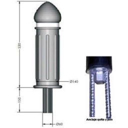 Divetis Bolardo Extraíble De Acero Y Goma Epdm 530 X Ø140 Mm
