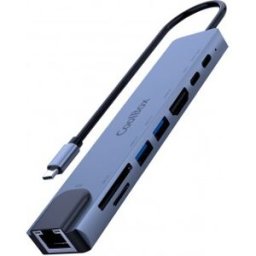CoolBox MINIDOCK C81 ALUMINIO USB-C A HDMI 4K/2xUSB-A/PD 100W/USB-C/SD/MICROSD/RJ45