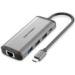 Docking USB Tipo-C Vention CNDHB - 1xHDMI - 3xUSB - 1xUSB Tipo-C PD - 1xRJ45 - 1xLector tarjetas - G