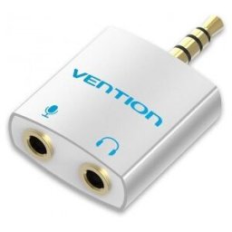 Adaptador Audio Vention BDBW0 - Jack 3.5 Macho - 2x Jack 3.5 Hembra - Blanco