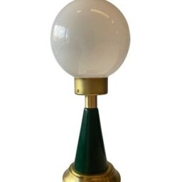 Lampara de mesa pie Cono Verde Botella Blanco - opal brillo