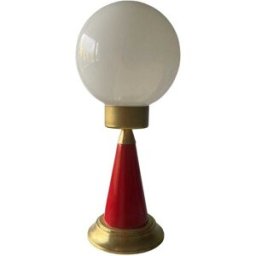 Lampara de mesa pie Cono Rojo Blanco - opal brillo