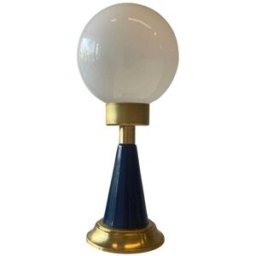 Lampara de mesa pie Cono Azul Oscuro Blanco - opal mate