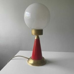 Lampara de mesa pie Cono Rojo Blanco - opal mate