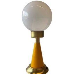 Lampara de mesa pie Cono Mostaza Blanco - opal brillo