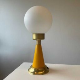 Lampara de mesa pie Cono Beige Blanco - opal mate