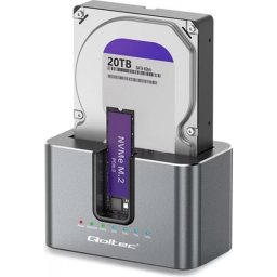 Docking station Qoltec HDD/SSD 2,5" 3,5" M.2 USB-C Polímero Negro