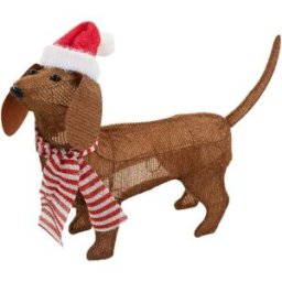 ECD Germany Decoración de Navidad perro salchicha 60 x 43 cm luz LED blanco cálido