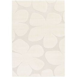 sweeek Alfombra interior shaggy diseño floral beige