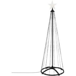 ECD Germany Árbol de navidad exterior 150cm luz blanca cálida 154 LEDs regulable
