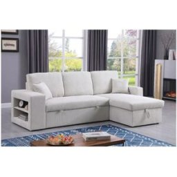 Habitat et jardin Sofá esquinero convertible/reversible de pana "Axel" - 3 plazas - Beige
