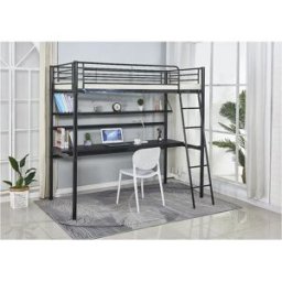 Habitat et jardin Cama mezzanine "Alona" - 90 x 190 cm - Negro