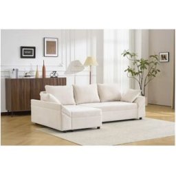 Habitat et jardin Sofá esquinero convertible y reversible "Vaugirard II" en tejido texturizado - 3 plazas - Beige