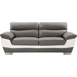Habitat et jardin Sofá de piel reconstituido / PVC Dallas - 3 plazas Gris/Blanco