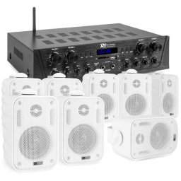 Pack audio Power Dynamics PV240BT 400W RMS Bluetooth Radio FM MP3 4 zonas resistente